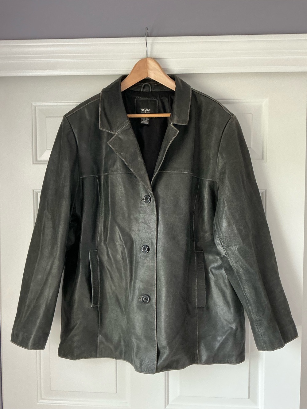 Vintage Mossimo Black Leather Blazer Jacket 24W Y2K